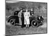 Father and Mother Stand with their Son Sitting on the Hood of their Mercedes Automobile, Ca. 1950-null-Mounted Photographic Print