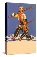 Father and Son Alpine Skiers-null-Stretched Canvas