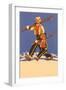 Father and Son Alpine Skiers-null-Framed Art Print