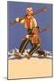 Father and Son Alpine Skiers-null-Mounted Art Print