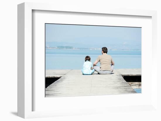 Father and Son on a Sea Dock-zurijeta-Framed Photographic Print