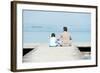 Father and Son on a Sea Dock-zurijeta-Framed Photographic Print