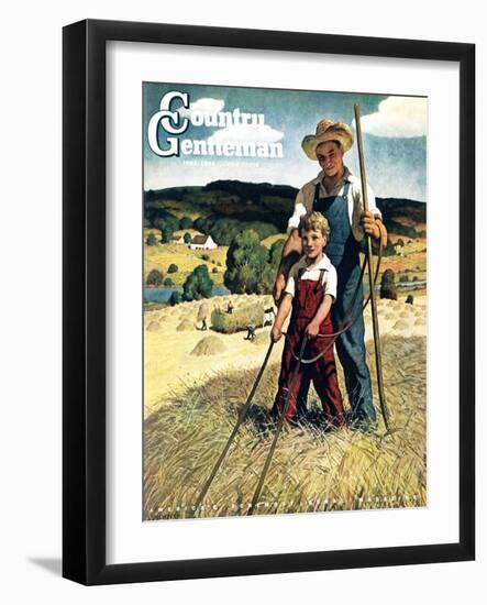 "Father and Son on Hay Wagon," Country Gentleman Cover, June 1, 1944-Newell Convers Wyeth-Framed Giclee Print