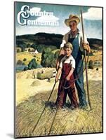 "Father and Son on Hay Wagon," Country Gentleman Cover, June 1, 1944-Newell Convers Wyeth-Mounted Giclee Print