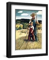 "Father and Son on Hay Wagon,"June 1, 1944-Newell Convers Wyeth-Framed Giclee Print