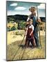 "Father and Son on Hay Wagon,"June 1, 1944-Newell Convers Wyeth-Mounted Giclee Print