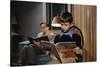 Father and Son Reading at Home-William P. Gottlieb-Stretched Canvas