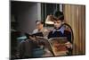 Father and Son Reading at Home-William P. Gottlieb-Mounted Photographic Print