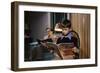 Father and Son Reading at Home-William P. Gottlieb-Framed Photographic Print