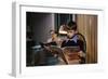 Father and Son Reading at Home-William P. Gottlieb-Framed Photographic Print