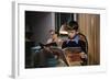 Father and Son Reading at Home-William P. Gottlieb-Framed Photographic Print