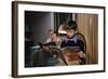 Father and Son Reading at Home-William P. Gottlieb-Framed Photographic Print