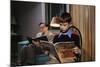 Father and Son Reading at Home-William P. Gottlieb-Mounted Photographic Print
