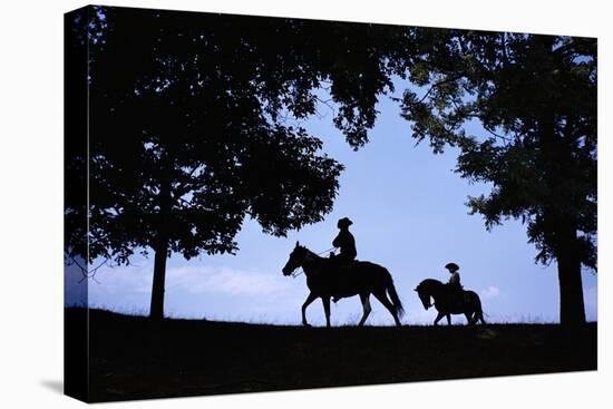 Father and Son Riding Horses-William P. Gottlieb-Stretched Canvas