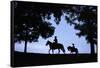 Father and Son Riding Horses-William P. Gottlieb-Framed Stretched Canvas