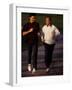 Father and Son Running Togerther for Exercise, New York, New York, USA-Paul Sutton-Framed Photographic Print