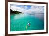 Father and Son Snorkeling in a Tropical Ocean-BlueOrange Studio-Framed Photographic Print