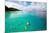 Father and Son Snorkeling in a Tropical Ocean-BlueOrange Studio-Mounted Photographic Print