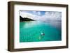 Father and Son Snorkeling in a Tropical Ocean-BlueOrange Studio-Framed Photographic Print