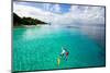 Father and Son Snorkeling in a Tropical Ocean-BlueOrange Studio-Mounted Photographic Print