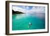 Father and Son Snorkeling in a Tropical Ocean-BlueOrange Studio-Framed Photographic Print