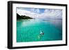 Father and Son Snorkeling in a Tropical Ocean-BlueOrange Studio-Framed Photographic Print