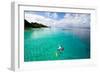 Father and Son Snorkeling in a Tropical Ocean-BlueOrange Studio-Framed Photographic Print