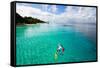 Father and Son Snorkeling in a Tropical Ocean-BlueOrange Studio-Framed Stretched Canvas