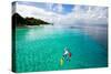 Father and Son Snorkeling in a Tropical Ocean-BlueOrange Studio-Stretched Canvas