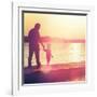 Father and Son Walking Out on a Dock at Sunset-soupstock-Framed Photographic Print