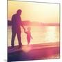 Father and Son Walking Out on a Dock at Sunset-soupstock-Mounted Photographic Print