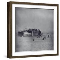 Father and Sons Walking Towards Shack in WPA Resettlement Admin.-Arthur Rothstein-Framed Photographic Print