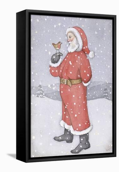 Father Christmas and a Robin-Lavinia Hamer-Framed Stretched Canvas