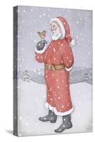 Father Christmas and a Robin-Lavinia Hamer-Stretched Canvas