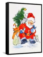 Father Christmas and Kittens, 1996-Diane Matthes-Framed Stretched Canvas