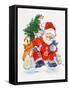 Father Christmas and Kittens, 1996-Diane Matthes-Framed Stretched Canvas