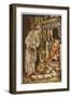 Father Christmas Climbing Up the Chimney-Arthur Rackham-Framed Art Print