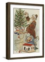 Father Christmas Decorating a Christmas Tree-null-Framed Giclee Print