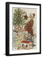 Father Christmas Decorating a Christmas Tree-null-Framed Giclee Print