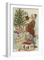 Father Christmas Decorating a Christmas Tree-null-Framed Giclee Print