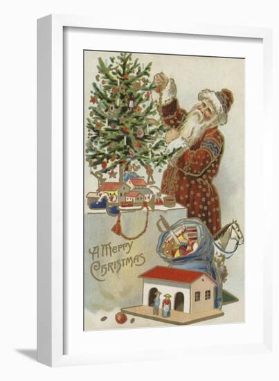 Father Christmas Decorating a Christmas Tree-null-Framed Giclee Print