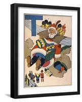 Father Christmas Delivering Toys, Letter T from an Alphabet Primer, 1937-null-Framed Giclee Print