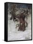 Father Christmas Delivering Xmas Presents-Arthur Rackham-Framed Stretched Canvas