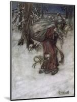 Father Christmas Delivering Xmas Presents-Arthur Rackham-Mounted Art Print