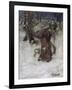 Father Christmas Delivering Xmas Presents-Arthur Rackham-Framed Art Print