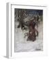 Father Christmas Delivering Xmas Presents-Arthur Rackham-Framed Art Print