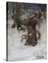 Father Christmas Delivering Xmas Presents-Arthur Rackham-Stretched Canvas