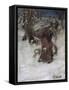 Father Christmas Delivering Xmas Presents-Arthur Rackham-Framed Stretched Canvas