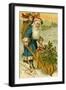 Father Christmas Dressed in Blue Carrying a Basket of Toys, Beatrice Litzinger Collection-null-Framed Art Print