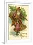 Father Christmas Dressed in Pink Carrying Pack of toys and Pine Tree, Beatrice Litzinger Collection-null-Framed Art Print